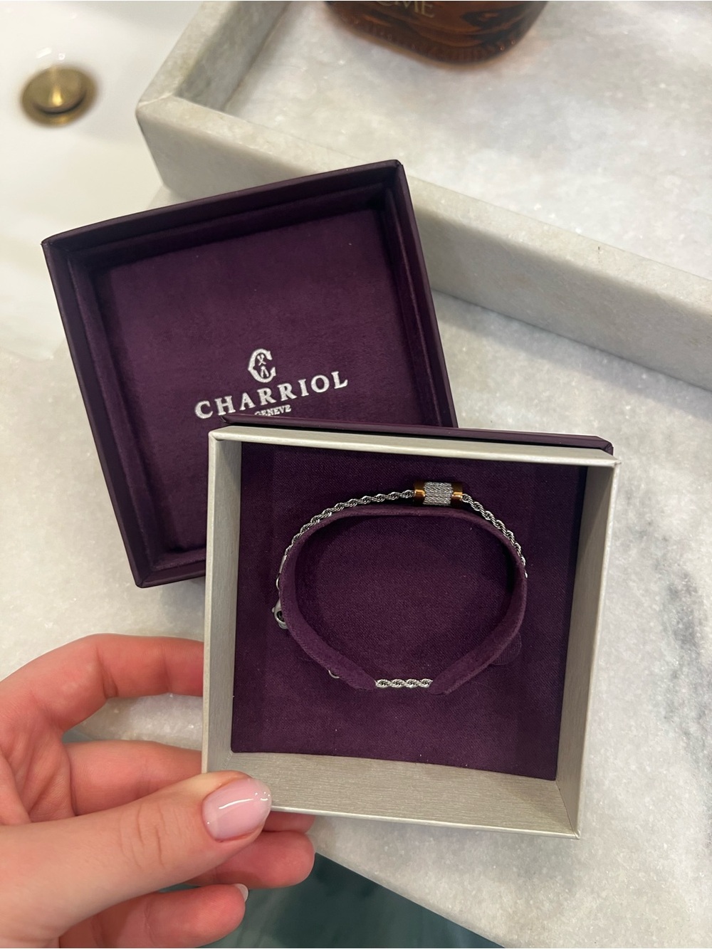 Charriol Women's Forever Silver and Gold Cable Bracelet in Purple